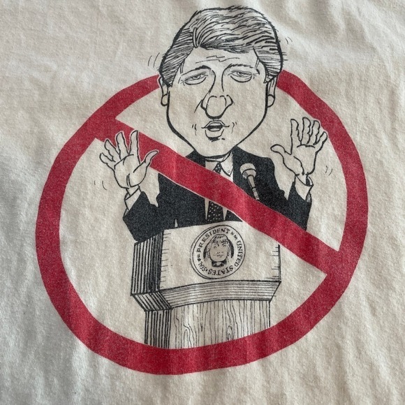 Vintage 90s Bill Clinton Caricature Political Cartoon Tee T-Shirt Mens XL SS USA - Picture 3 of 11